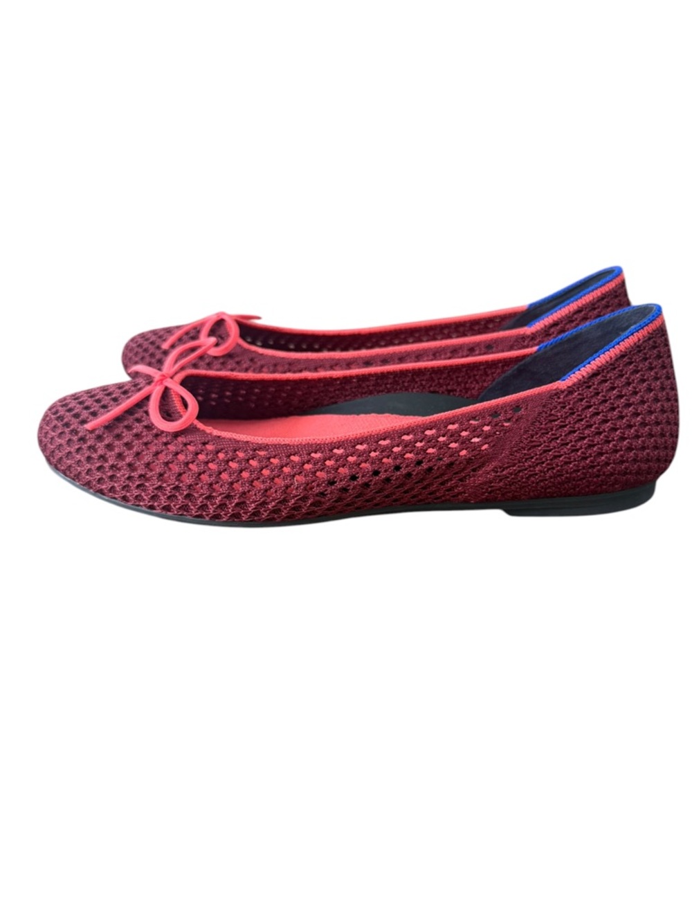 Rothy’s The Ballet Flat Bow Berry Mesh Burgundy/Pink Flats – Sz 9 - Picture 2 of 6
